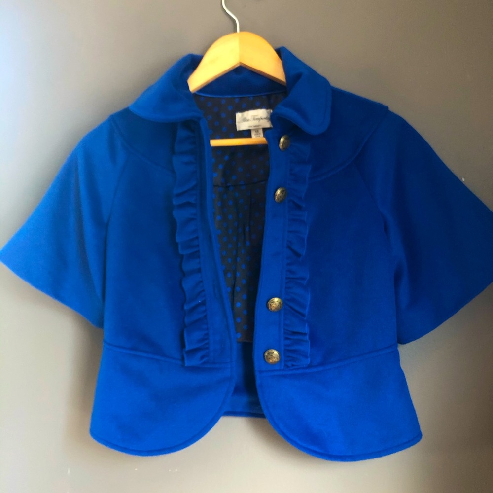Alice By Temperley Blue Wool Over Coat Size XS